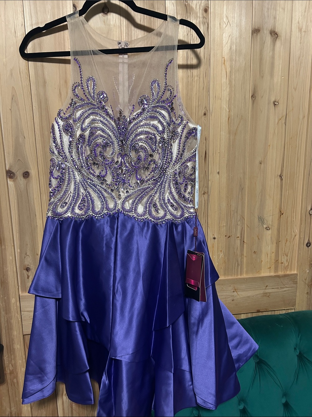 Juliet Beaded Purple Formal Dress with Tiered Satin Skirt